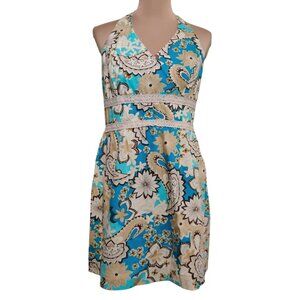 Vintage Dorby Womens Dress Halter Neck Retro Aline Summer Paisley Floral Size 10